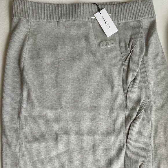 NEW MILLY Twisted Knot Midi Skirt In Grey Size Medium $295 - Picture 8 of 12